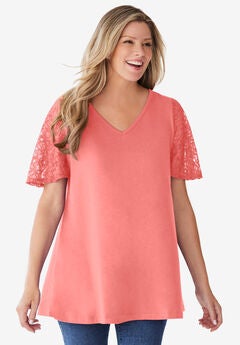 Plus Size Lace Up Tops