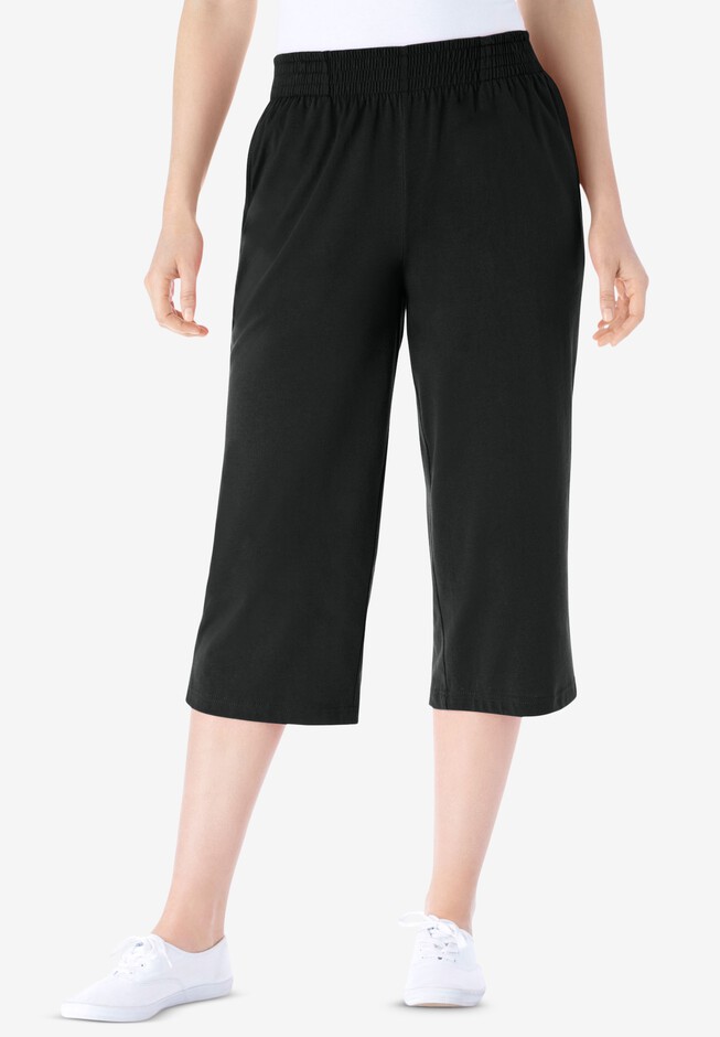 Woman Within Women's Plus Size 7-Day Knit Capri Pants - S, Black at   Women's Clothing store