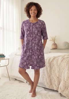 Short French Terry Zip-Front Robe