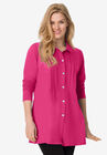 Pintucked Button-Front Tunic, RASPBERRY SORBET, hi-res image number null