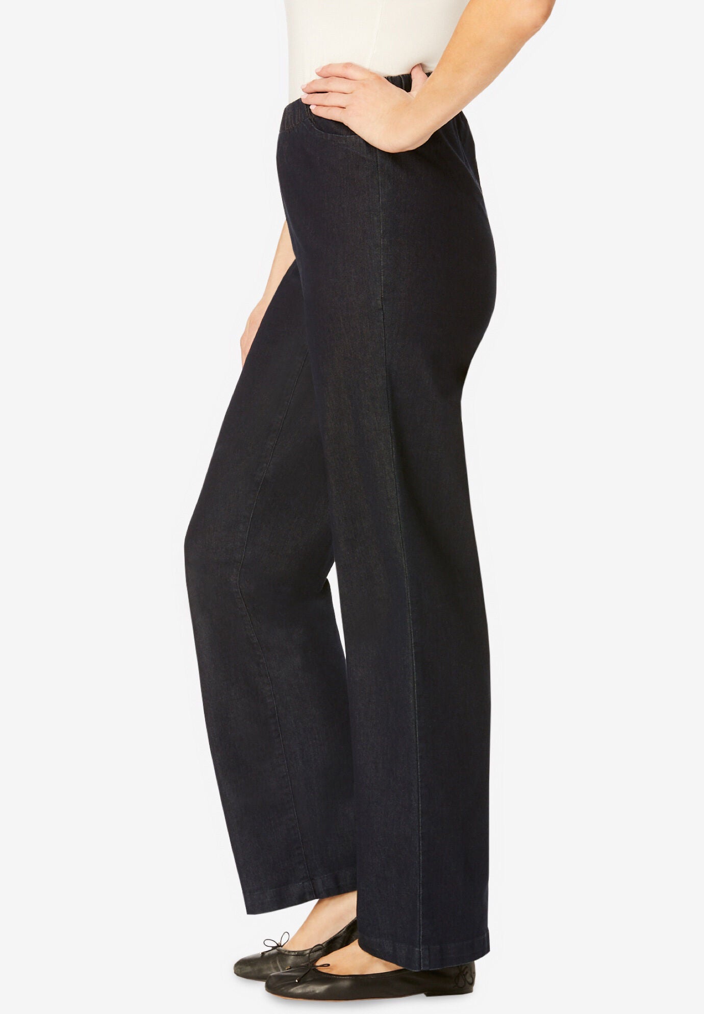 wide elastic waist jeans
