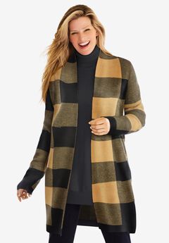 Jacquard Open Front Duster Sweater