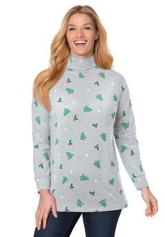 Perfect Printed Long-Sleeve Turtleneck Tee
