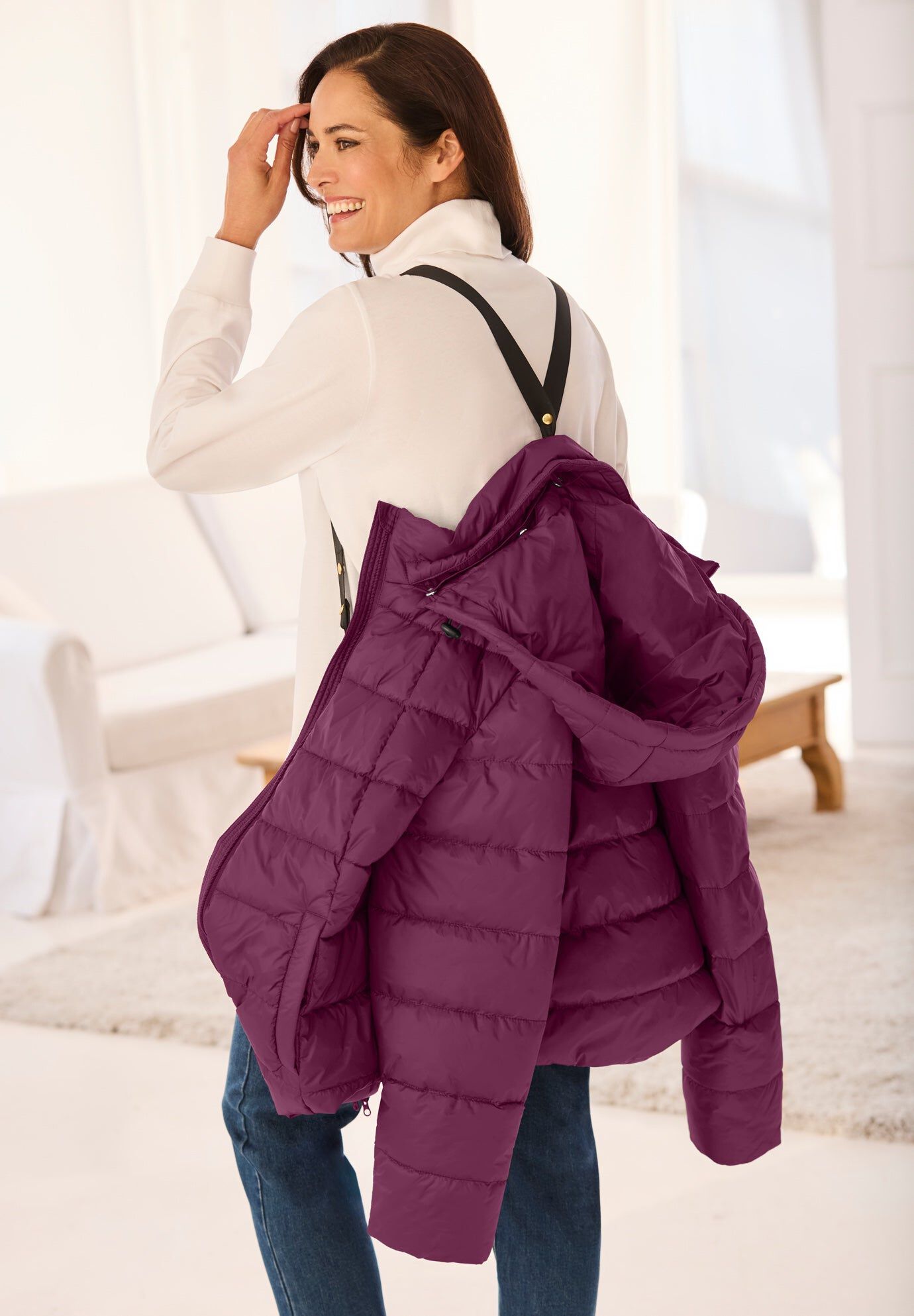 Hands-Free Puffer Coat, DEEP CLARET, hi-res image number 0