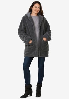 Short Hooded Berber Fleece Jacket