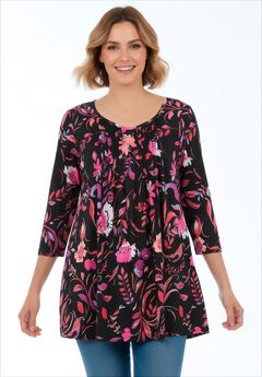 V-Neck Pintucked Tunic