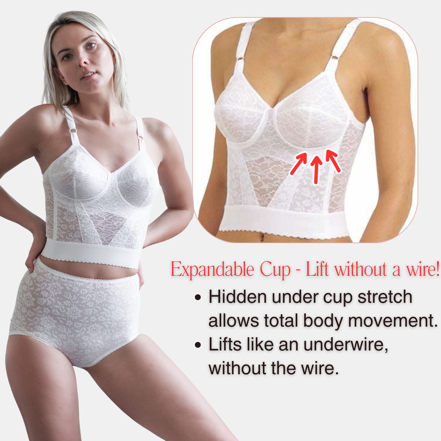 Long Line Firm Shaping Expandable Cup Bra 2202, WHITE, alternate image number 4