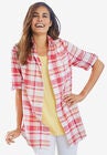 Short Sleeve Button Down Seersucker Shirt, , alternate image number null