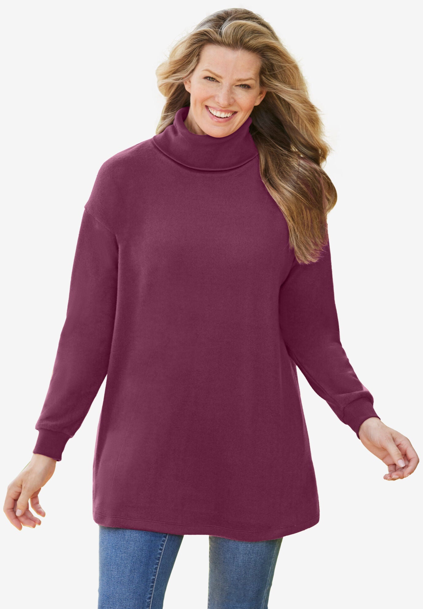 Sherpa Turtleneck Tunic, DEEP CLARET, hi-res image number 0