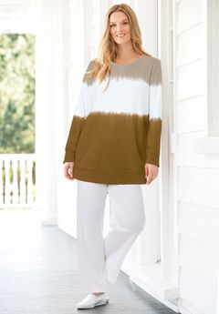 Tie-dyed knit sweatshirt tunic