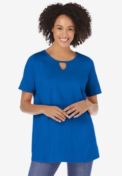 Perfect Short-Sleeve Keyhole Tee