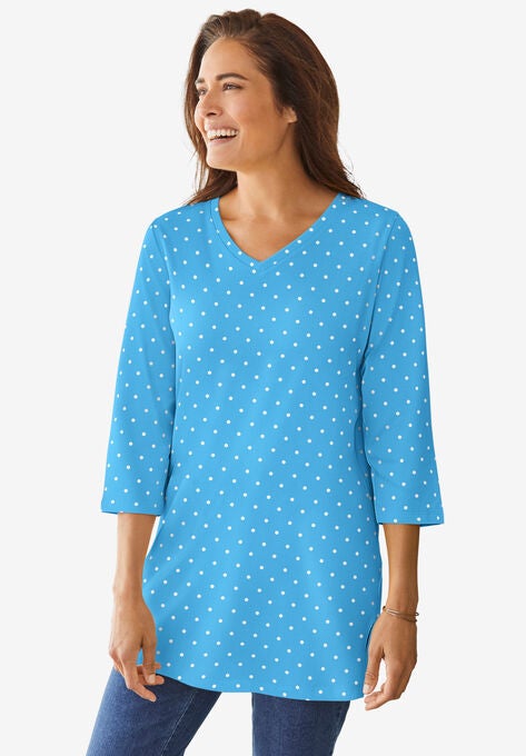 U neck 3/4 sleeve A line single layer tunic main image 0