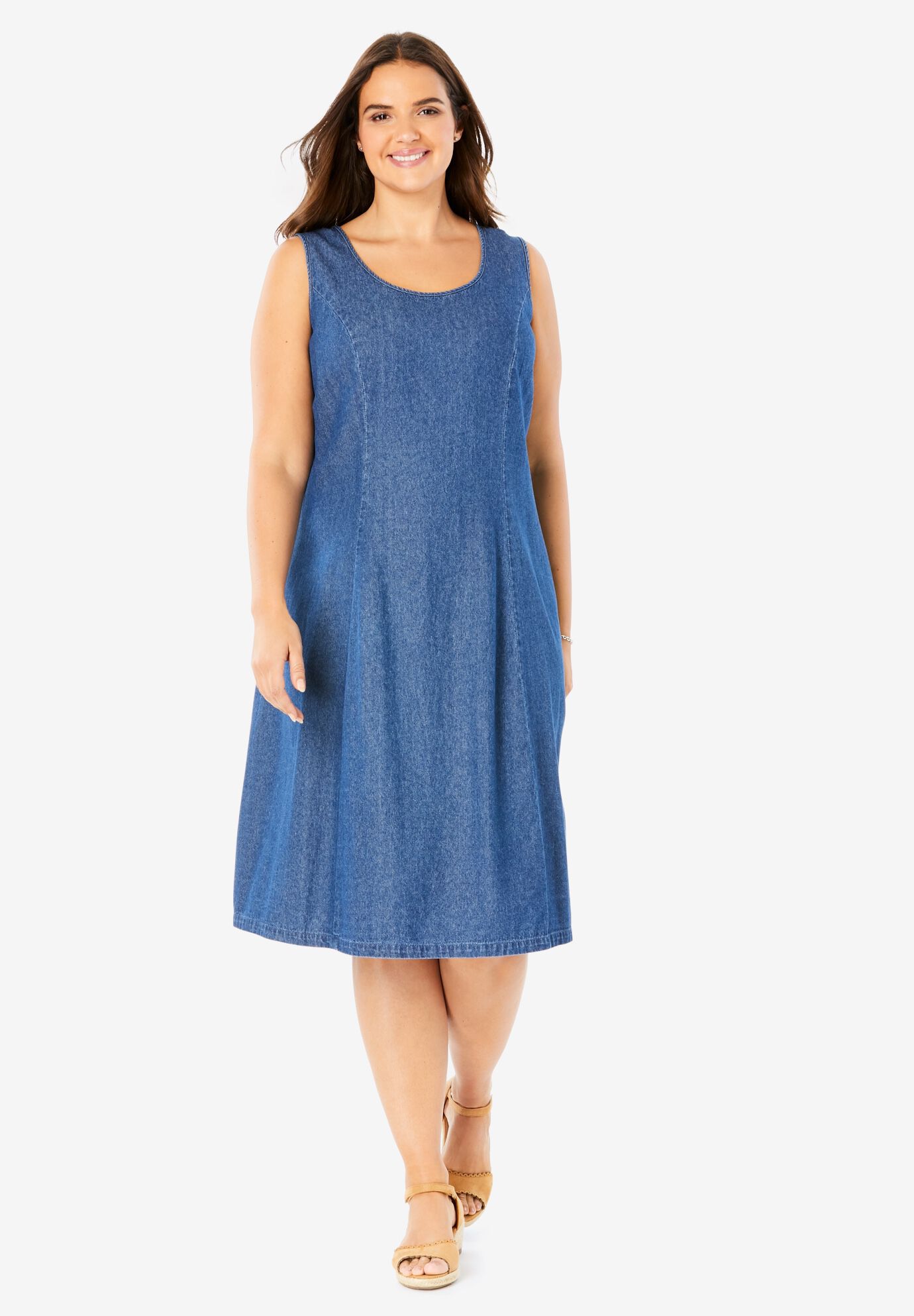 woman within denim dress