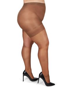 Plus Size Curvy Silky Sheer Control Top Pantyhose
