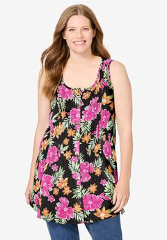 Sleeveless Pintuck Gauze Shirt