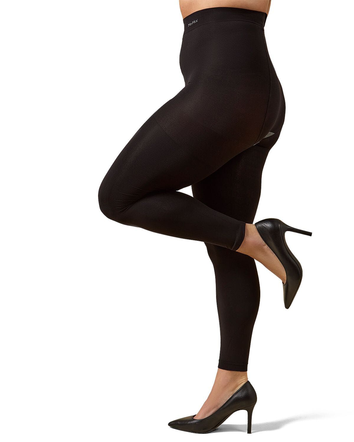 Plus Size Curvy Super Matte Control Top Footless Tights, BLACK, hi-res image number 0