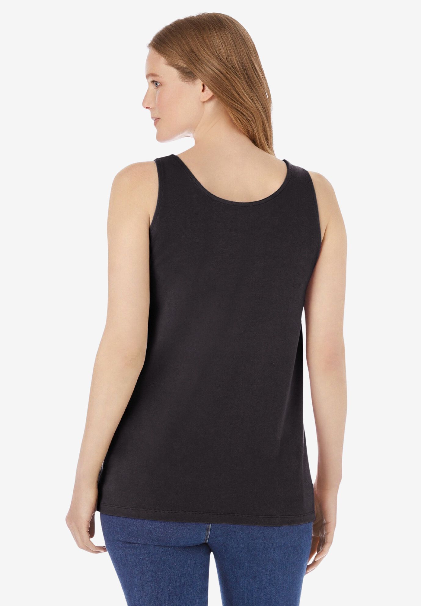 Scoopneck Tank, BLACK, on-hover image number 1