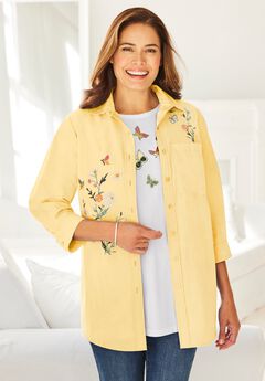 2-Piece Embroidered Poplin Tunic and Tee Set