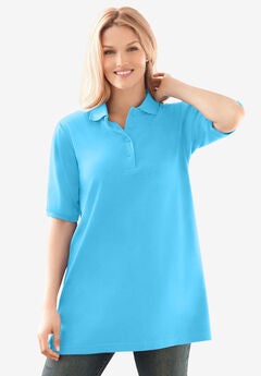 Elbow-Sleeve Polo Tunic