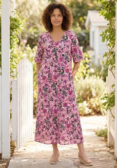 Ruffle-Sleeve Maxi-Length Dress