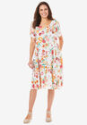 Short Pullover Crinkle Dress, WHITE FLORAL, hi-res image number null