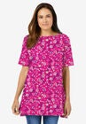 Perfect Printed Short-Sleeve Boatneck Tunic, , alternate image number null