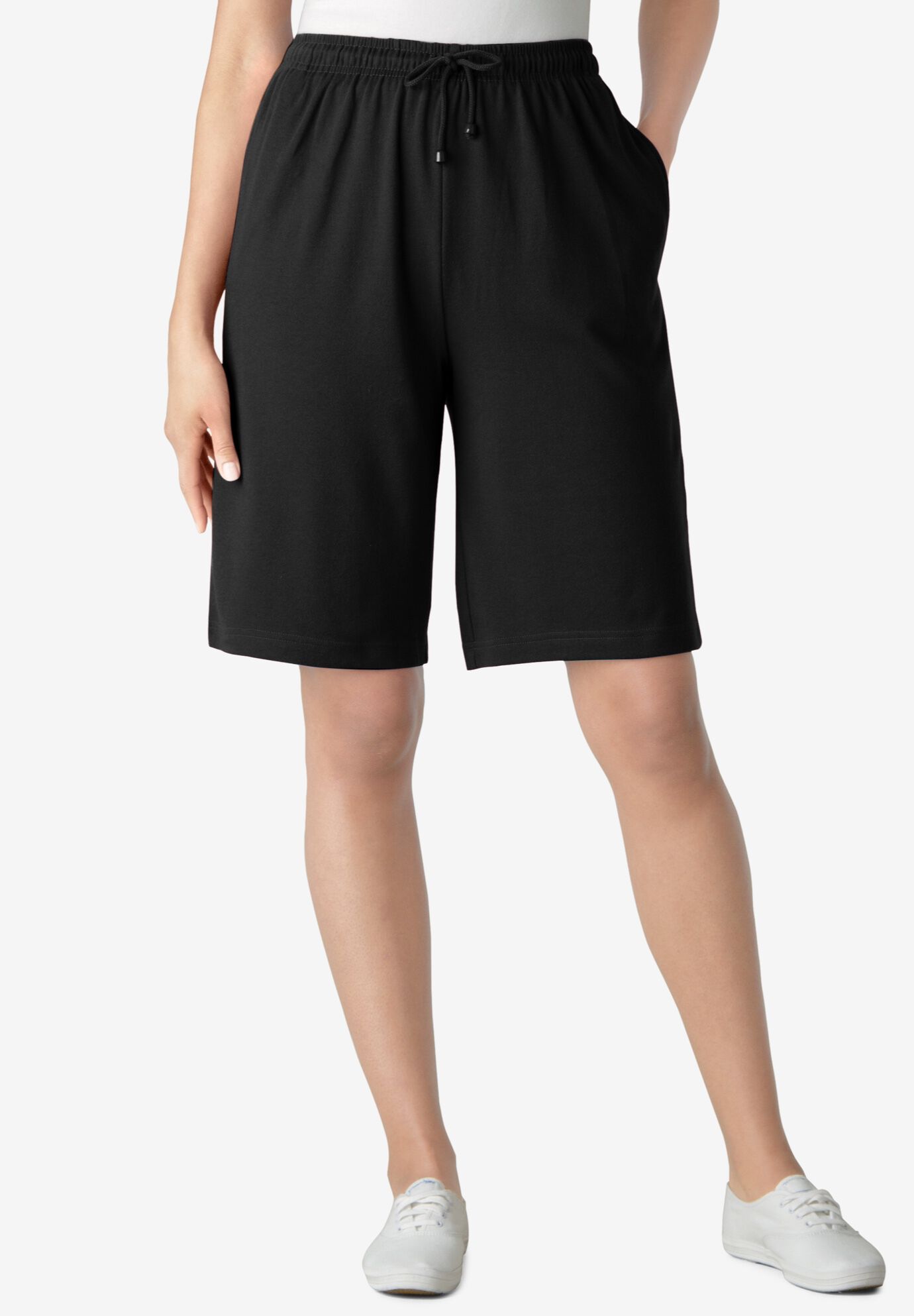 Woman Within Women s Plus Size Sport Knit Short 3X Black