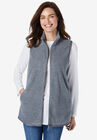 Zip-Front Microfleece Vest, MEDIUM HEATHER GREY, hi-res image number null