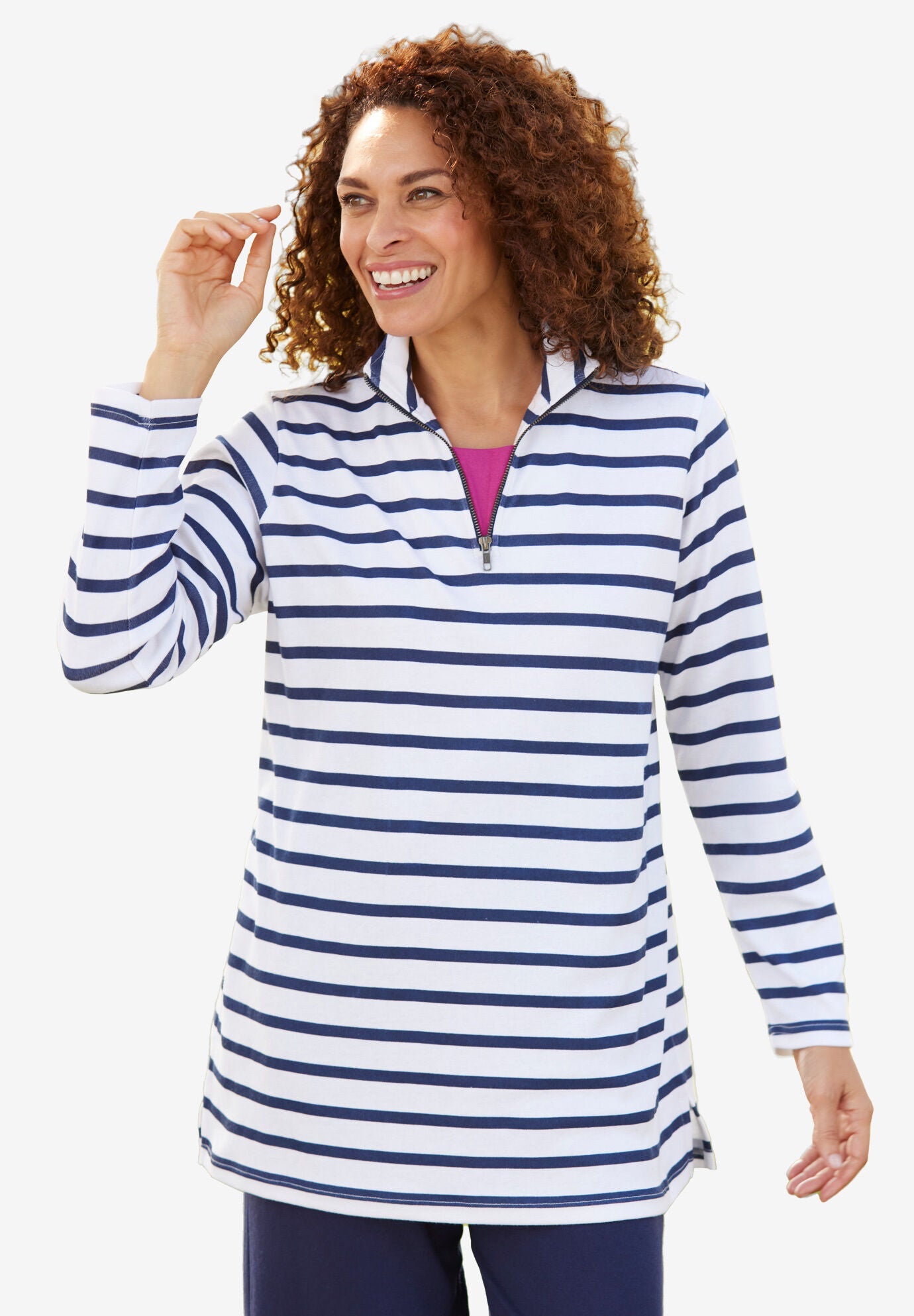 LayeredLook Quarter Zip Tunic Sweatshirt, 4400318 Woman Within