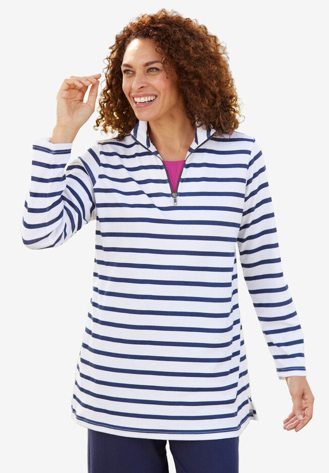 LayeredLook Quarter Zip Tunic Sweatshirt, 4400318 Woman Within