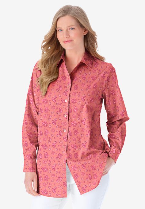 Perfect Long Sleeve Button Down Shirt Plus Sizetops Woman Within