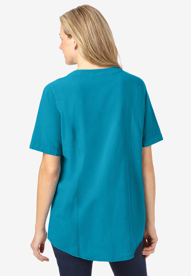 Short-sleeve Crinkle Shirt | Woman Within