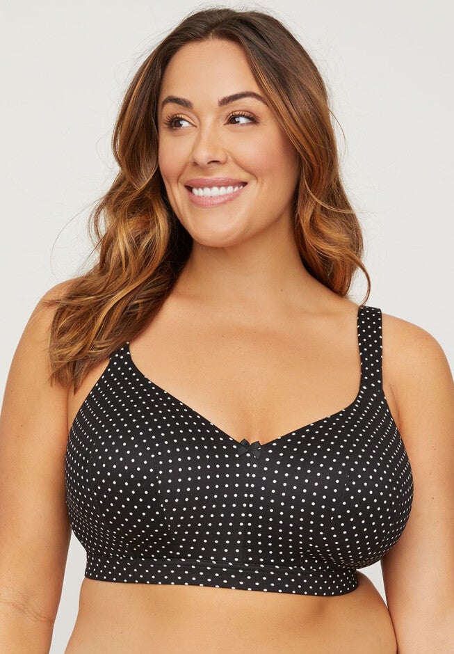 Full-Coverage Smooth No-Wire Bra - Print, PIN DOT BLACK WHITE, hi-res image number null