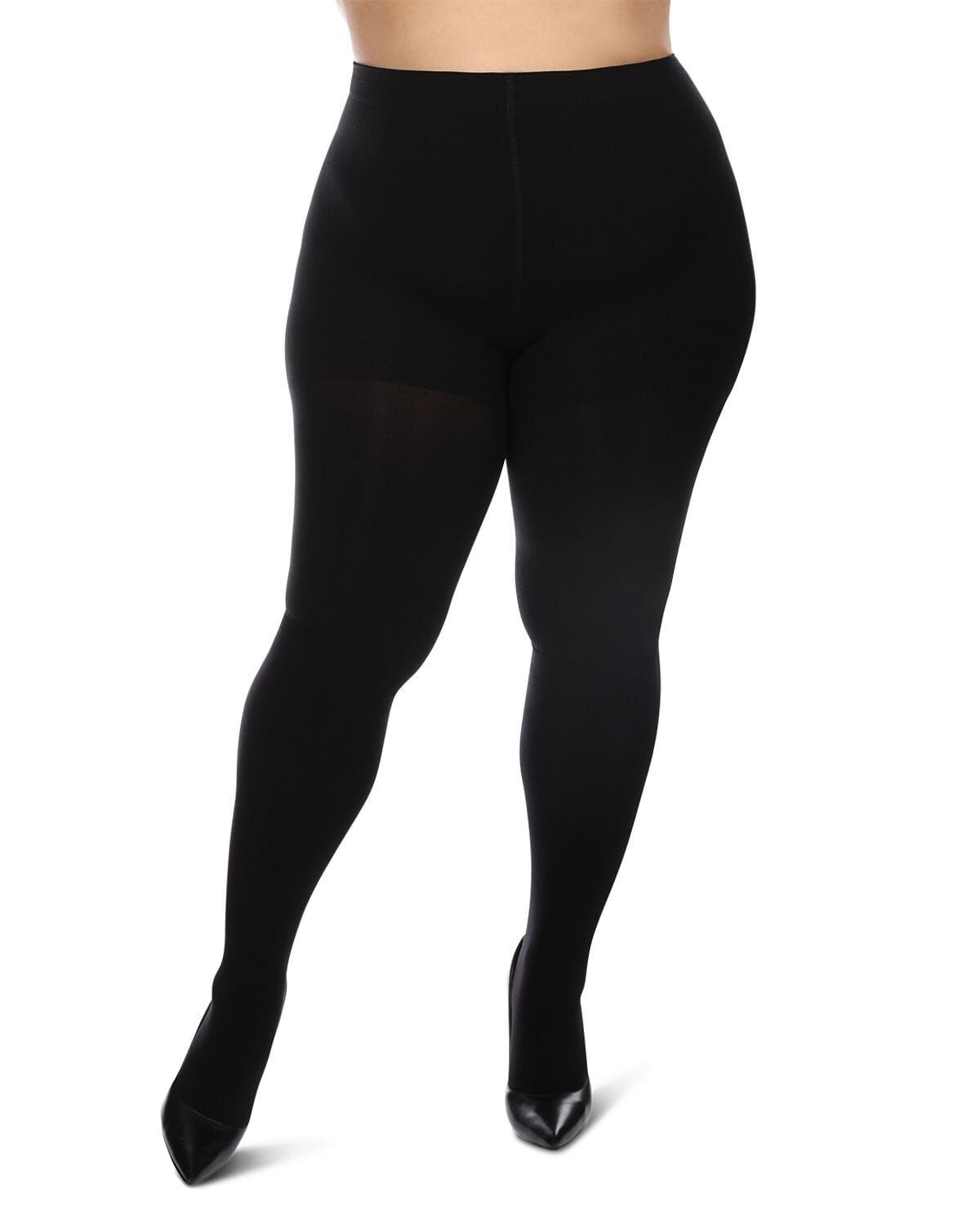 Women&#39;s FirmFit Opaque 90 Denier Control Top Tights, BLACK, alternate image number 1