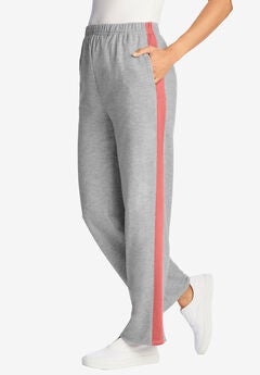 Side Stripe Cotton French Terry Straight-Leg Pant