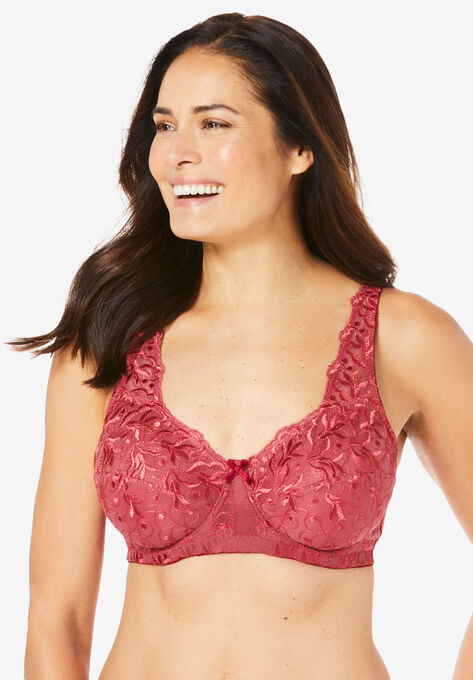 Embroidered Underwire Bra , CLASSIC RED, hi-res image number null