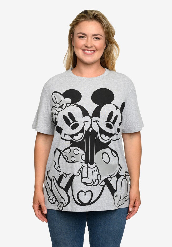 Mickey And Minnie Mouse Back To Back T-Shirt Heather Gray, , on-hover image number 1