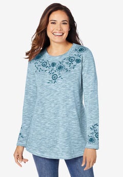 Floral Embroidered Sweatshirt Tee
