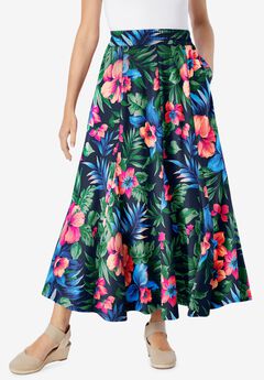 Wide Elastic Waist Skirt
