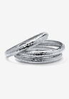 Silvertone Hammered 3 Piece Stack Bracelet Set, 8.5", SILVER, hi-res image number null