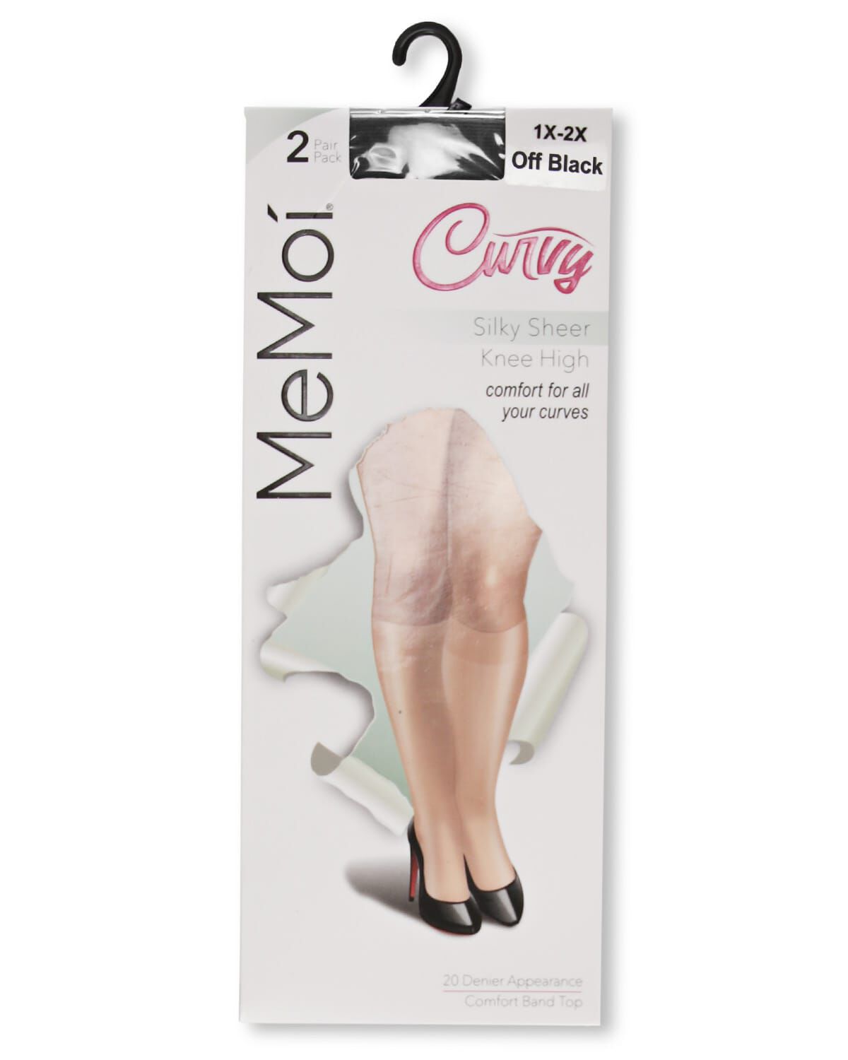 Women's 2 Pair Pack Silky Sheer Curvy Knee Highs, OFF BLACK, alternate image number 3