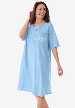 Satin Trim Cotton Sleepshirt