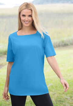Perfect Elbow-Sleeve Square-Neck Tee