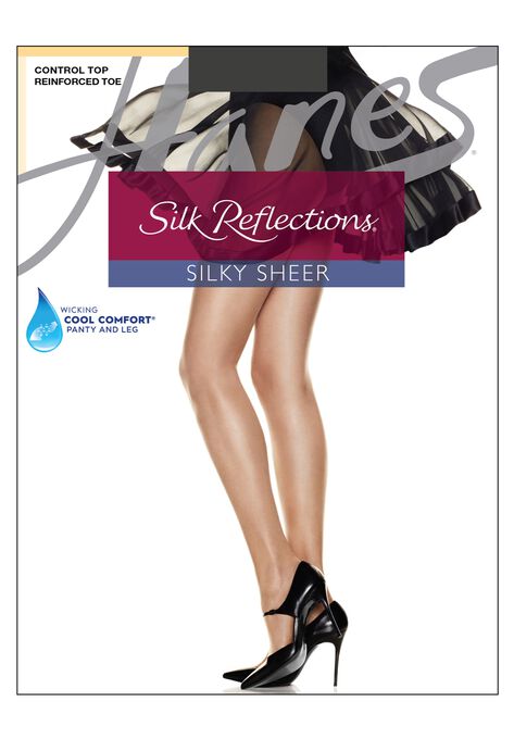 Silk Reflections Silky Sheer Control Top Reinforced Toe 6-Pack, BLACK, hi-res image number null