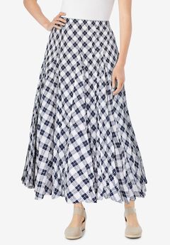 Pull-On Elastic Waist Crinkle Printed Skirt