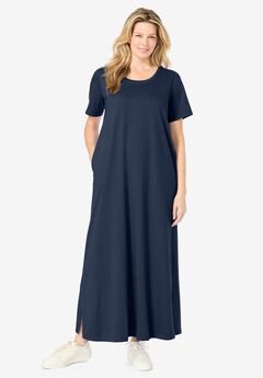 Perfect Short-Sleeve Scoopneck Maxi Tee Dress