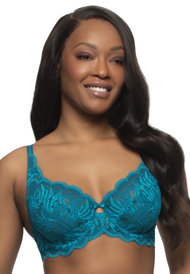 Peridot Unlined Lace Bra, DEEP LAGOON CARIBBEAN, hi-res image number 0