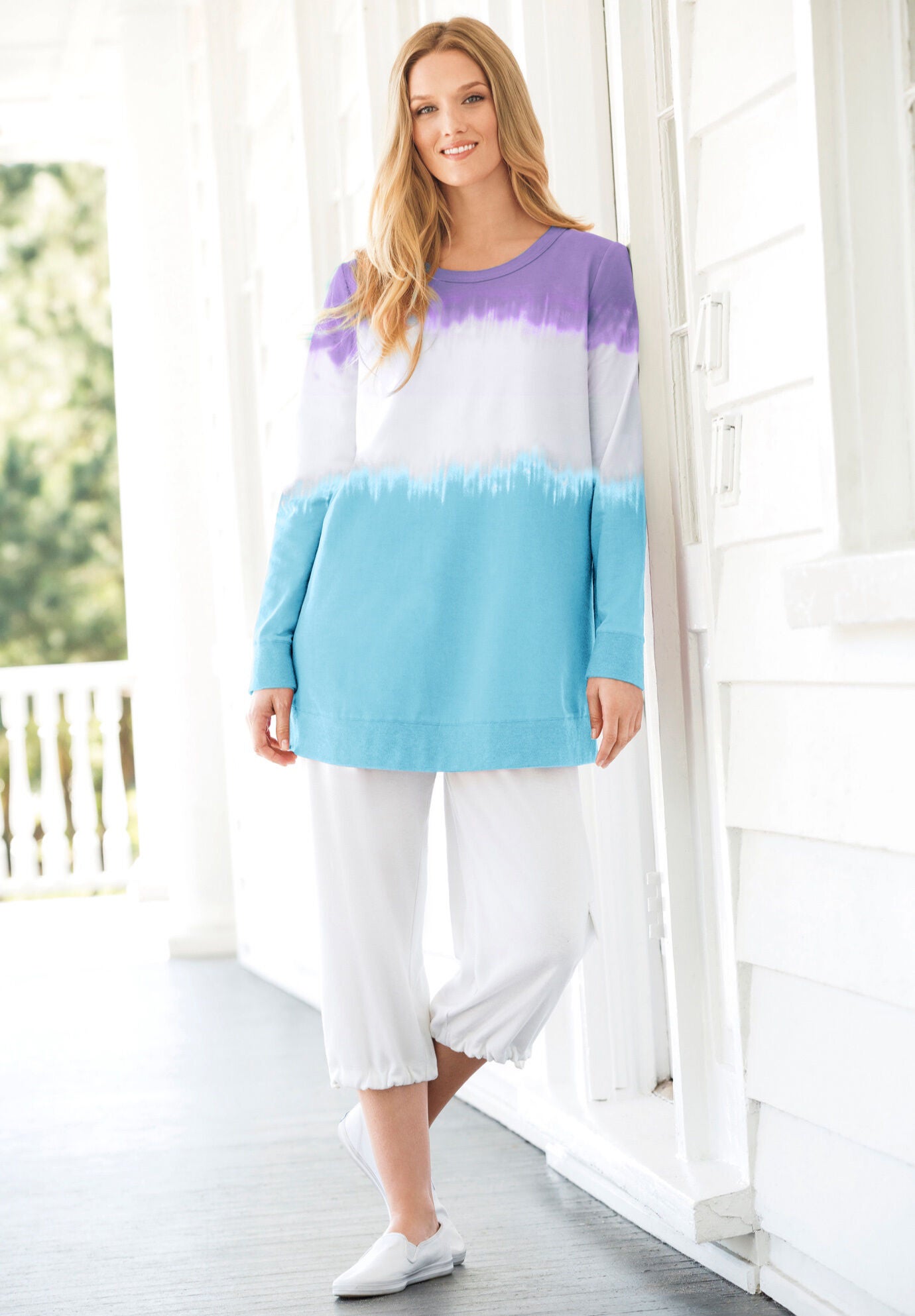 Tie dyed knit sweatshirt tunic