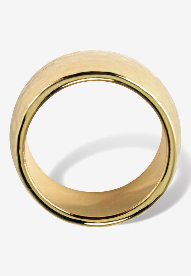 Hammered Style Ring in Yellow Goldplate (10mm), , on-hover image number 1