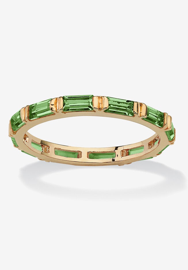 14K Yellow Gold-Plated Birthstone Baguette Eternity Ring, AUGUST, hi-res image number 0